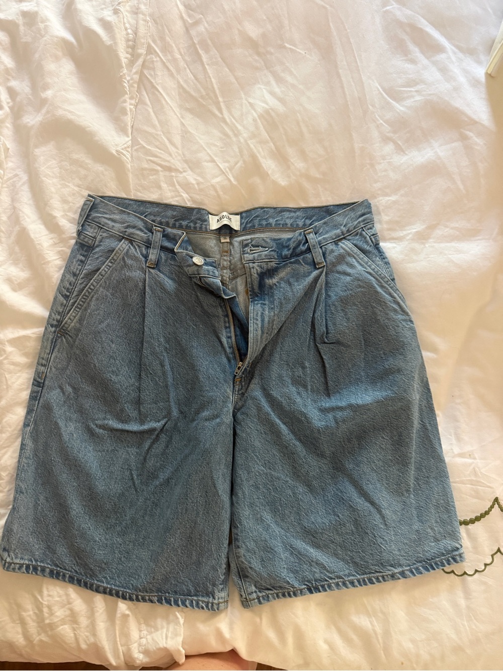 Agolde Mid-Blue Relaxed Jean Shorts
